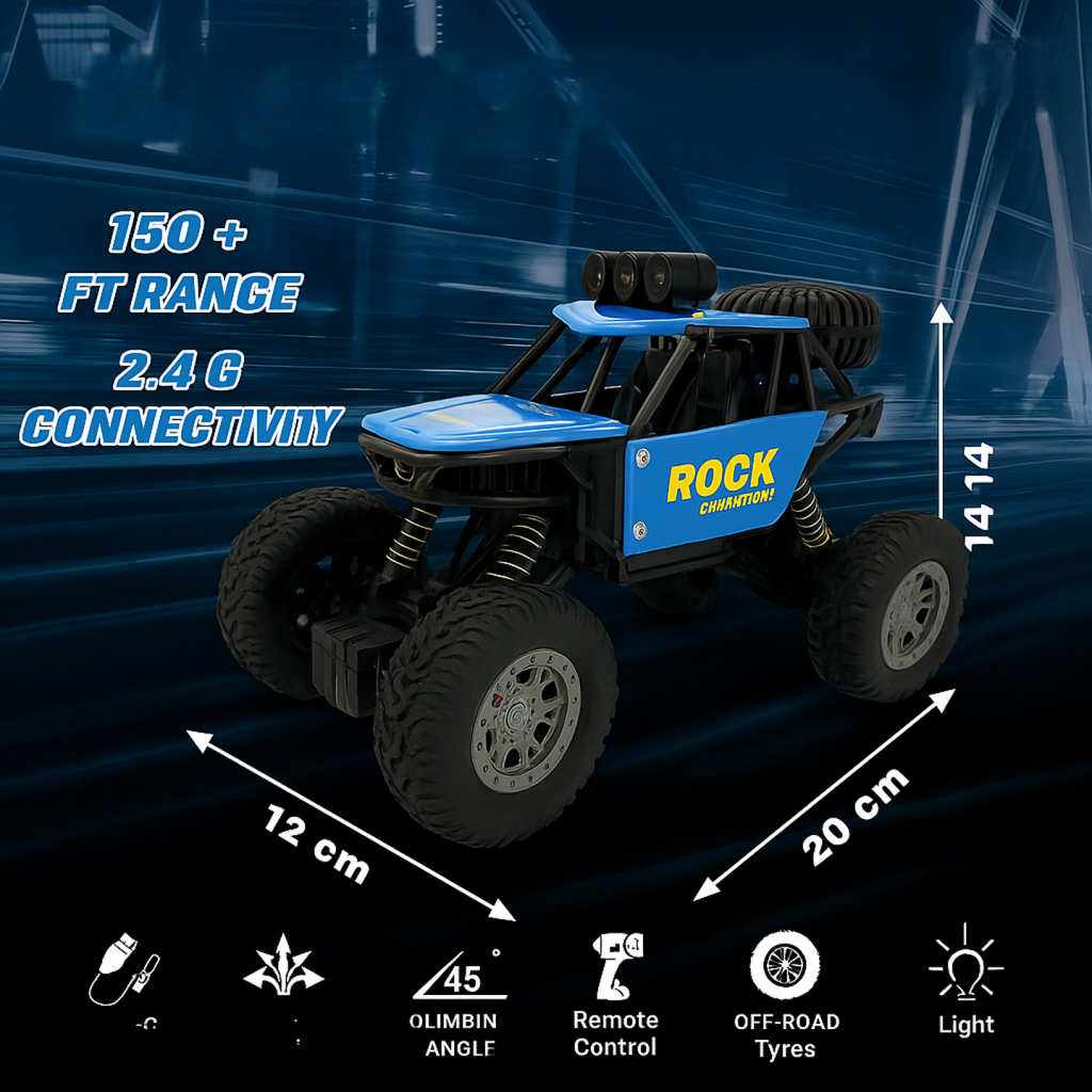 "RC Rock Crawler 4x4 – High-Speed Off-Road Remote Control Car
